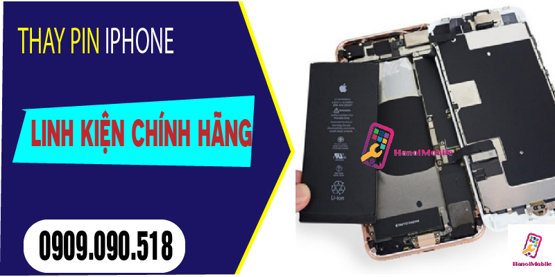 Hình 3: Thay Pin với linh kiện chính hãng tại HanoiMobile